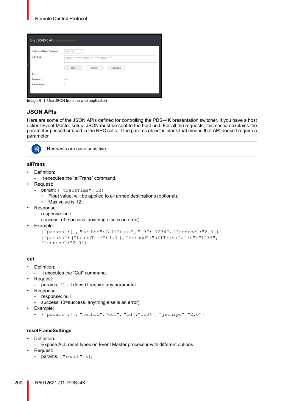 Json apis | Barco PDS-4K HDMI Presentation Switcher User Manual | Page 200 / 224