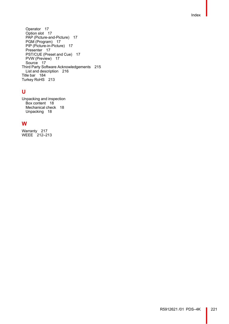 Barco PDS-4K HDMI Presentation Switcher User Manual | Page 221 / 224