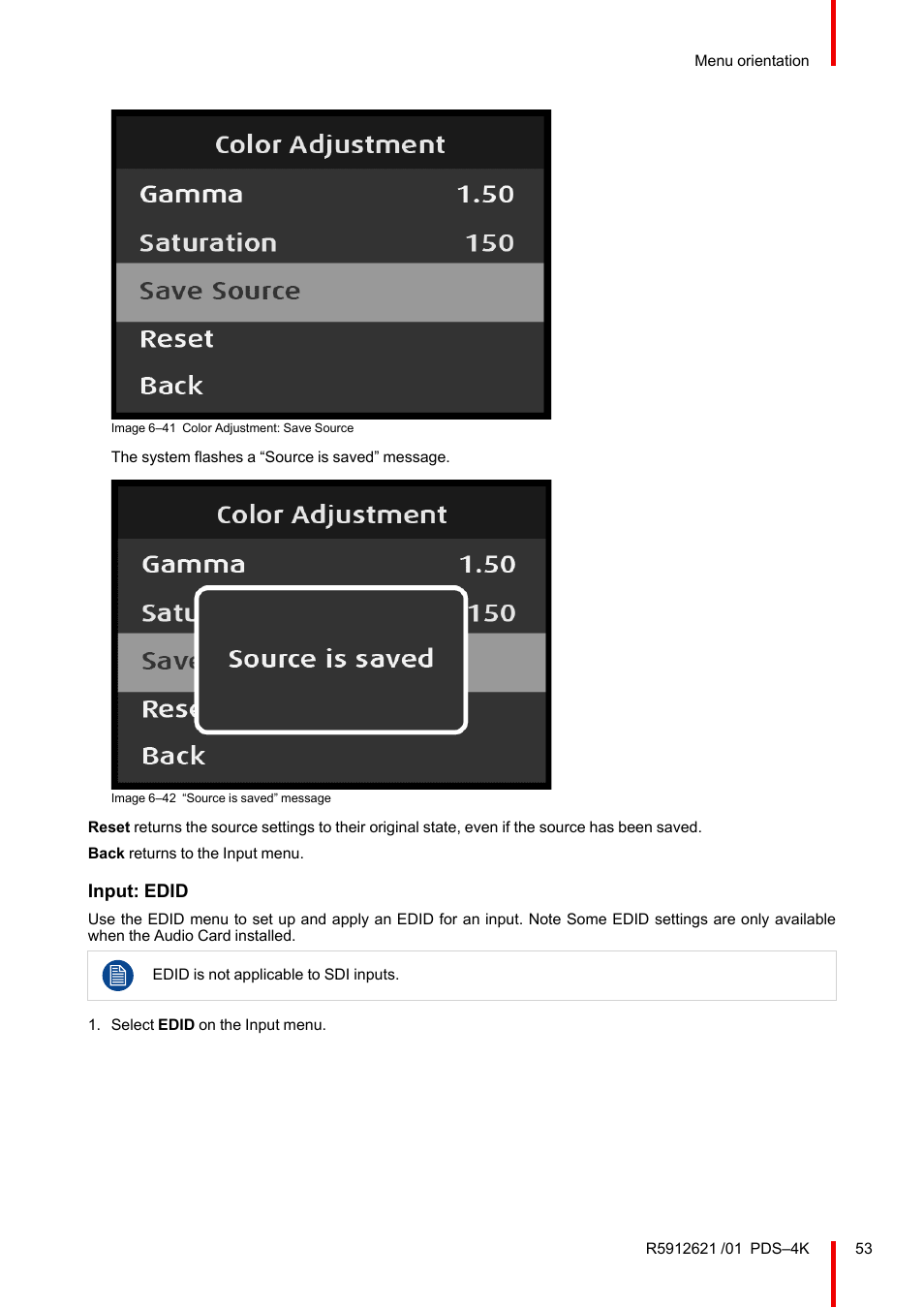 Input: edid | Barco PDS-4K HDMI Presentation Switcher User Manual | Page 53 / 224