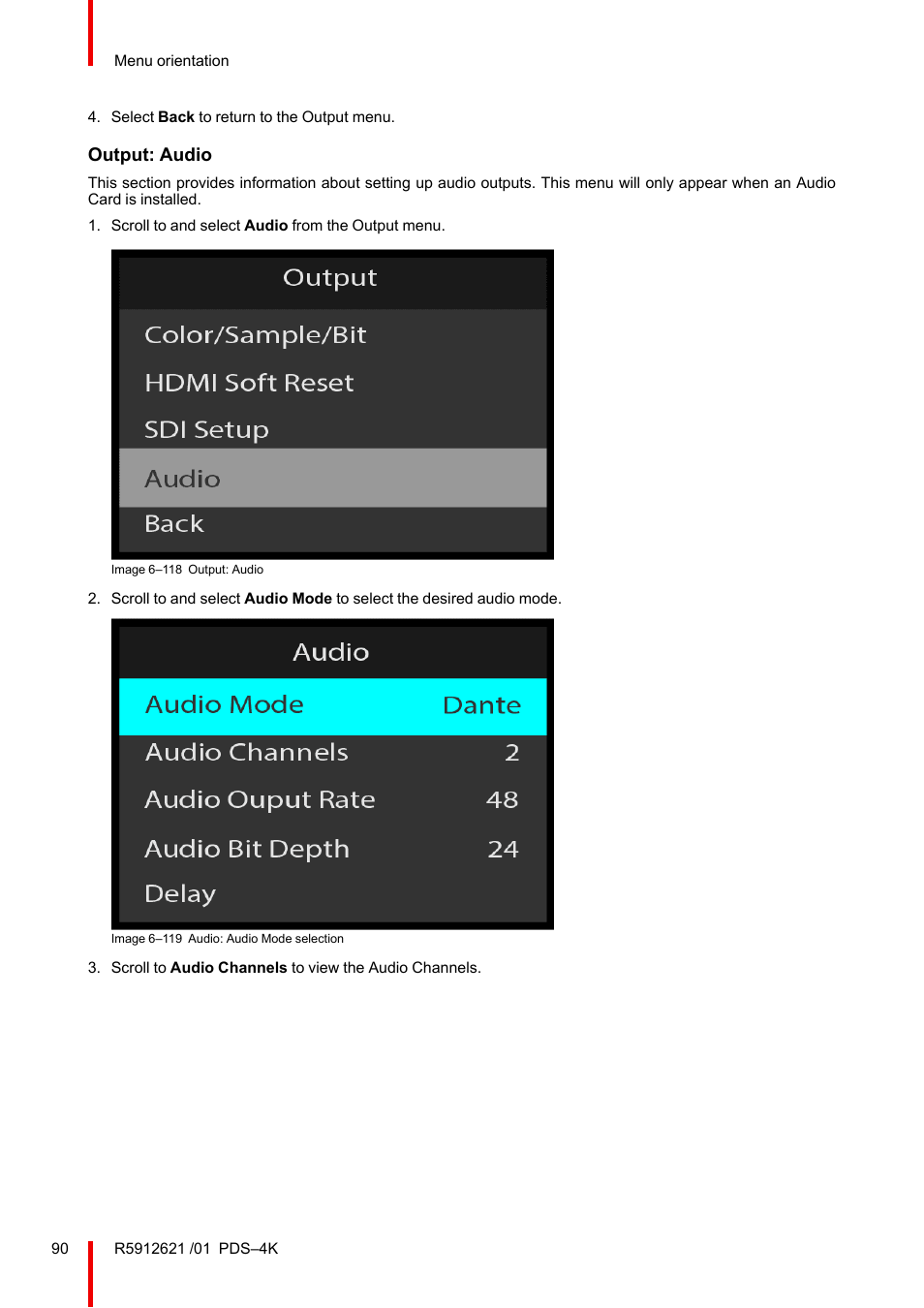 Output: audio | Barco PDS-4K HDMI Presentation Switcher User Manual | Page 90 / 224