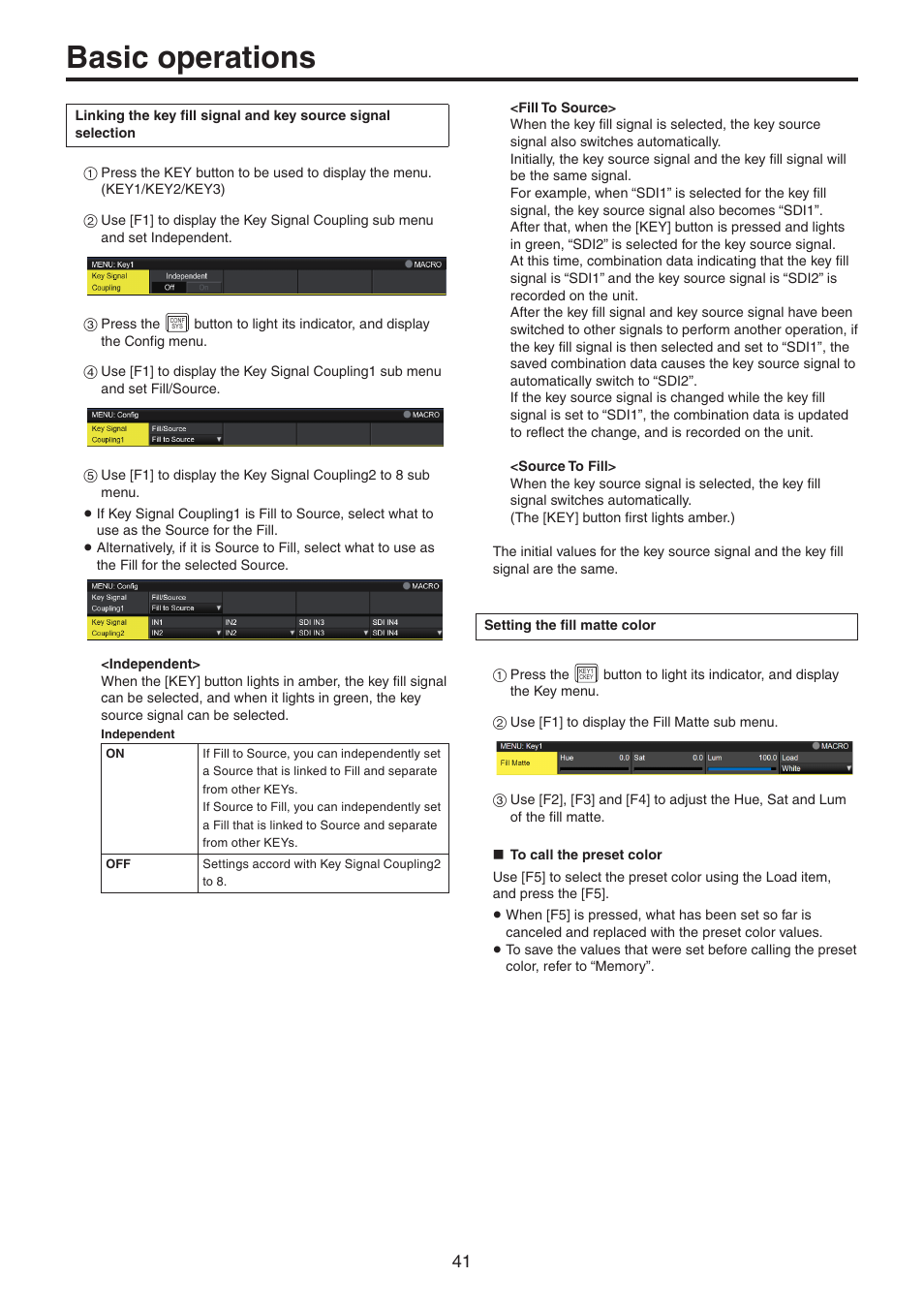 Basic operations | Panasonic AV-UHS500 12G-SDI/HDMI UHD 4K Compact Live Switcher User Manual | Page 41 / 188