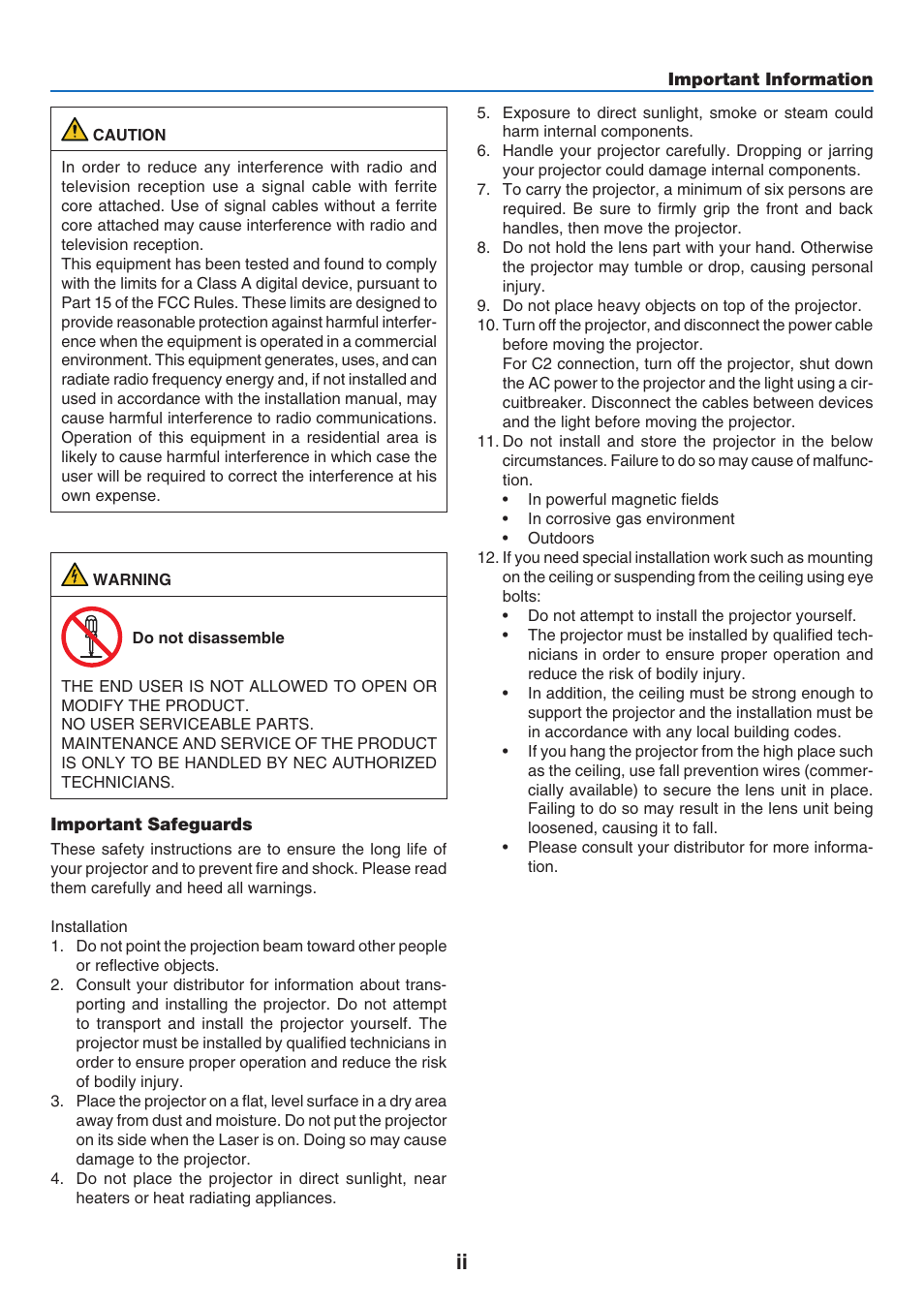 NEC 40,000-Lumen 4K Laser Installation Projector User Manual | Page 4 / 192
