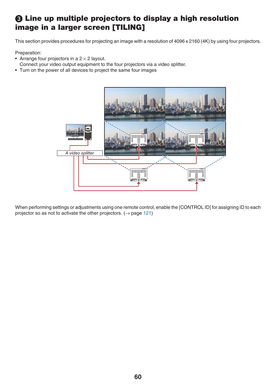 Tiling | NEC 40,000-Lumen 4K Laser Installation Projector User Manual | Page 77 / 192