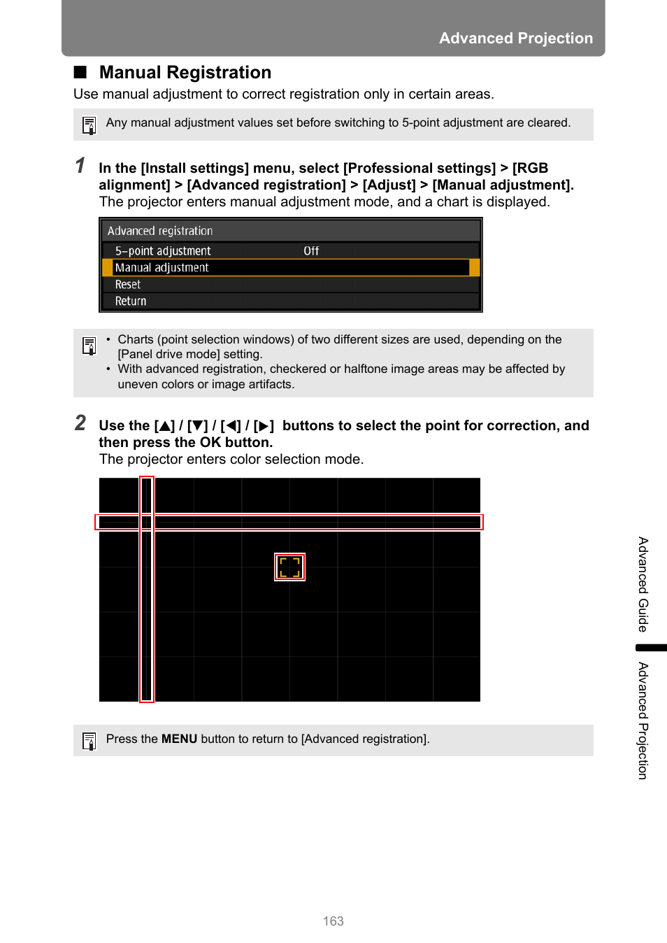 Manual registration | Canon REALiS 4K501ST Pro AV 5000-Lumen LCoS Projector User Manual | Page 163 / 196