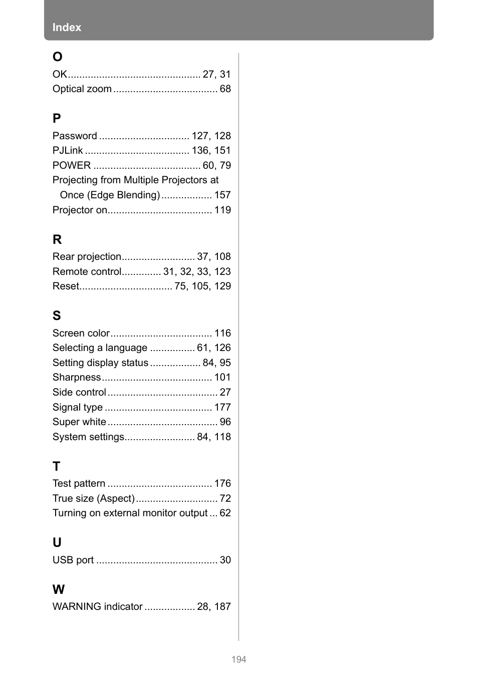 Canon REALiS 4K501ST Pro AV 5000-Lumen LCoS Projector User Manual | Page 194 / 196