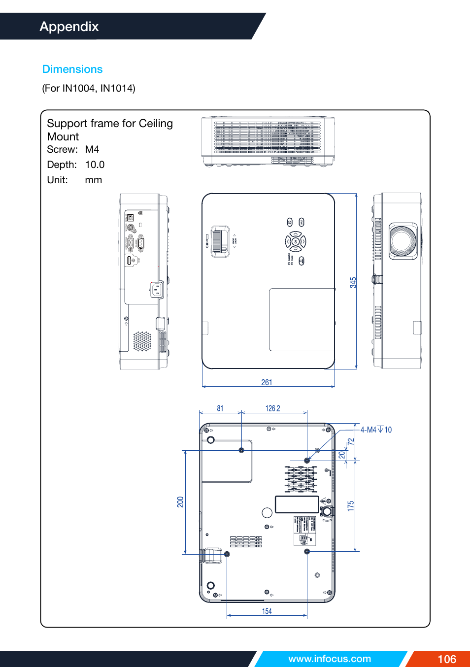 Appendix | InFocus IN1026 Advanced 4200-Lumen WXGA 3LCD Projector User Manual | Page 106 / 131