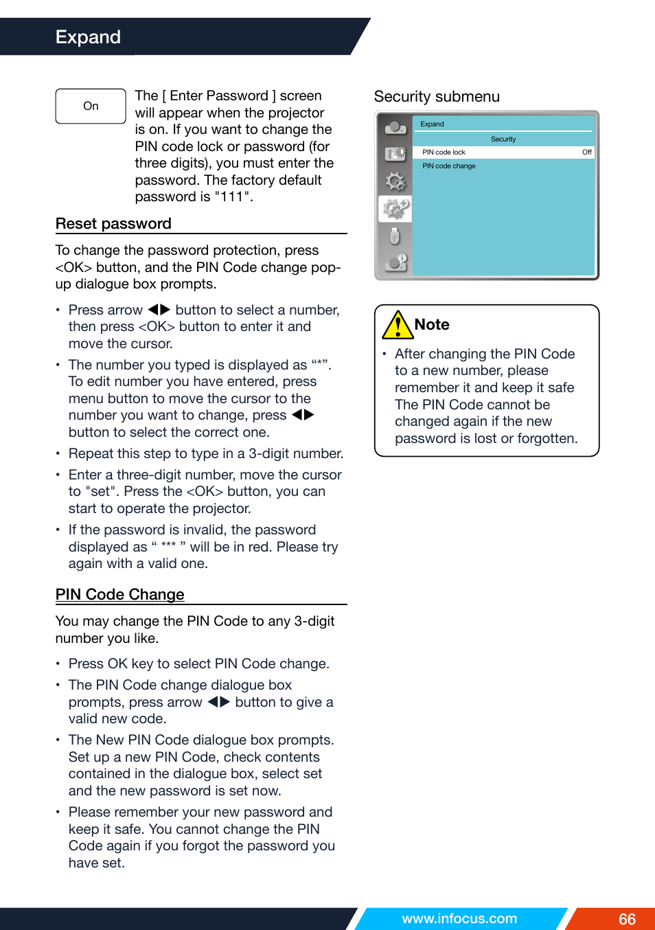 Expand | InFocus IN1026 Advanced 4200-Lumen WXGA 3LCD Projector User Manual | Page 66 / 131