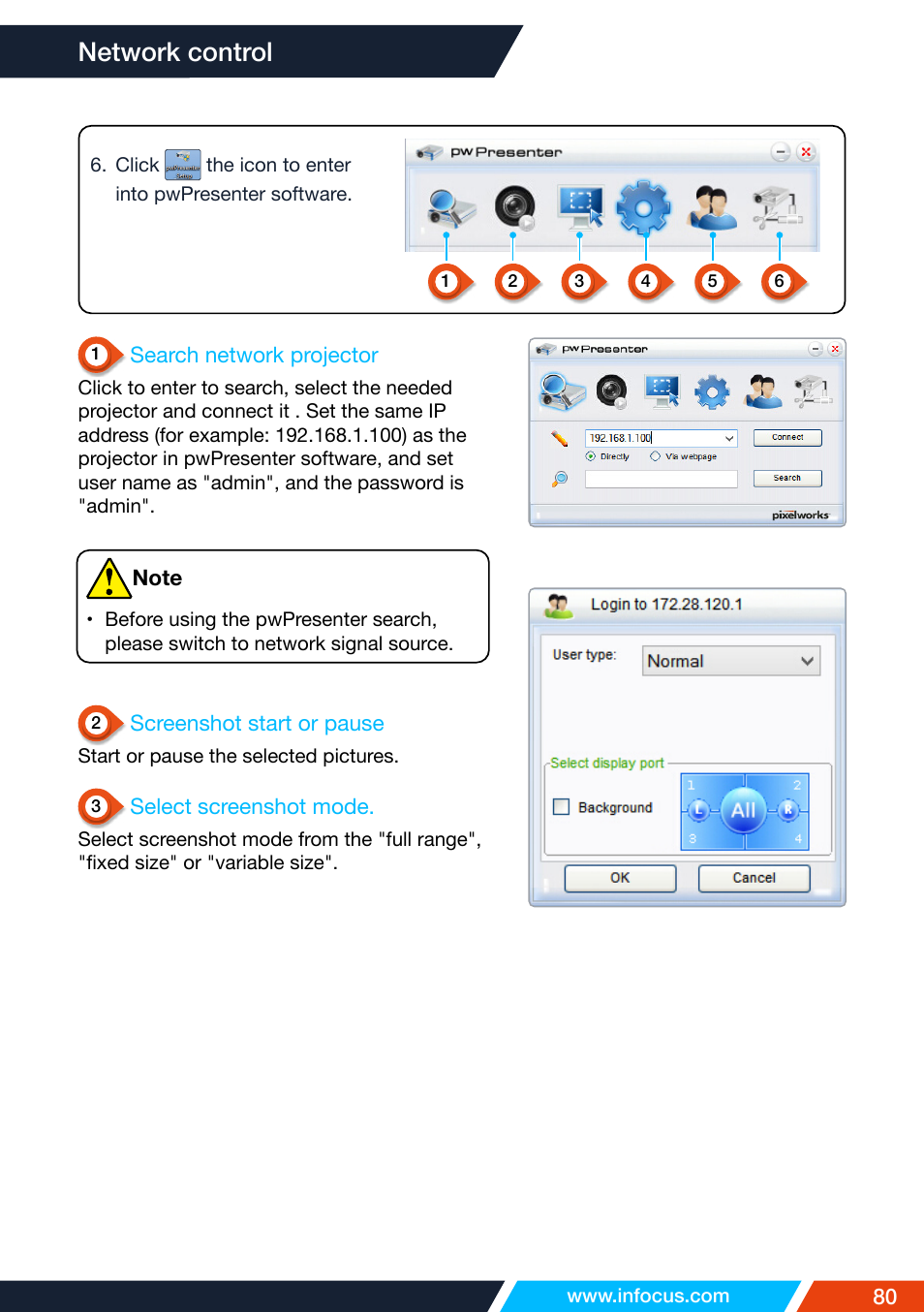 Network control | InFocus IN1026 Advanced 4200-Lumen WXGA 3LCD Projector User Manual | Page 80 / 131