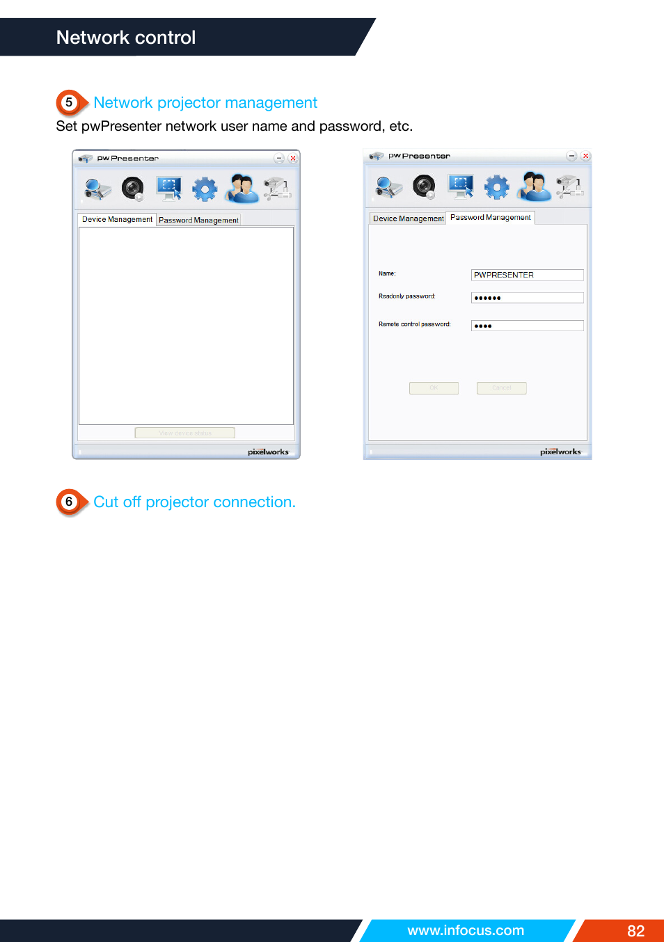 Network control | InFocus IN1026 Advanced 4200-Lumen WXGA 3LCD Projector User Manual | Page 82 / 131