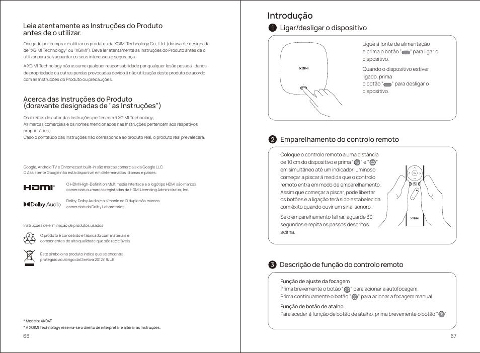 Introdução | Xgimi MoGo 2 Pro 400-Lumen Full HD Portable DLP Wireless Projector User Manual | Page 38 / 54