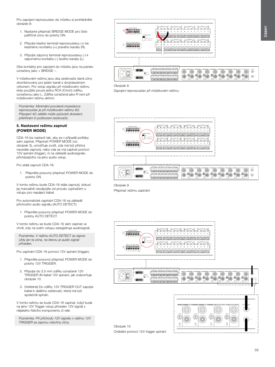 Nastavení režimu zapnutí (power mode), Nastavení režimu zapnutí (power mode) 4 | Bowers & Wilkins CDA-16 16-Channel 8 Zone Distribution Amplifier User Manual | Page 59 / 73