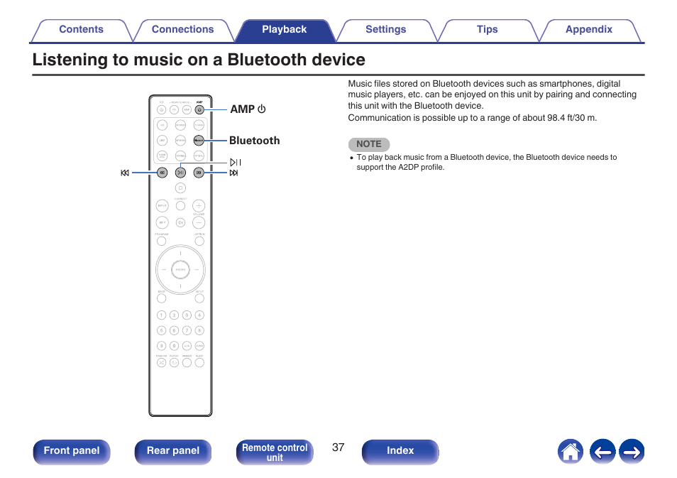 Listening to music on a bluetooth device | Marantz MODEL 40n Stereo 140W Integrated Amplifier (Black) User Manual | Page 37 / 114