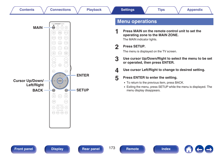 Menu operations, P. 173) | Marantz AV 10 Reference 15.4-Channel Home Theater Preamplifier/Processor User Manual | Page 173 / 336