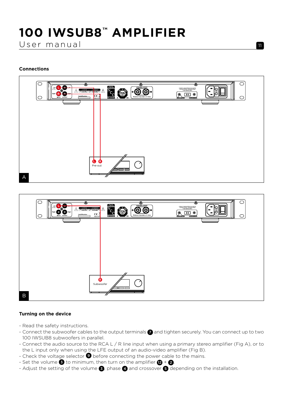 100 iwsub8, Amplifier | Focal 100 IWSUB8 Amplifier User Manual | Page 11 / 67