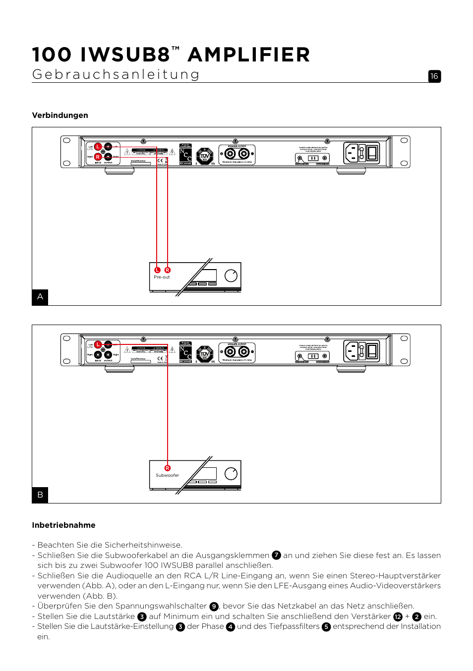 100 iwsub8, Amplifier | Focal 100 IWSUB8 Amplifier User Manual | Page 16 / 67