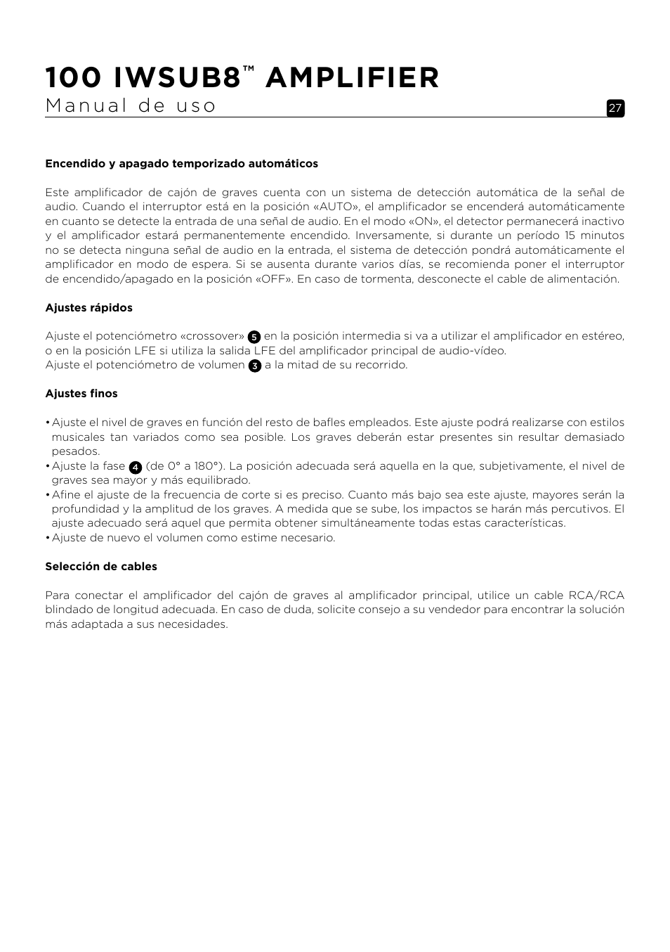 100 iwsub8, Amplifier | Focal 100 IWSUB8 Amplifier User Manual | Page 27 / 67