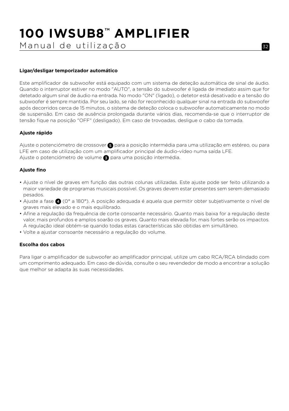 100 iwsub8, Amplifier | Focal 100 IWSUB8 Amplifier User Manual | Page 32 / 67