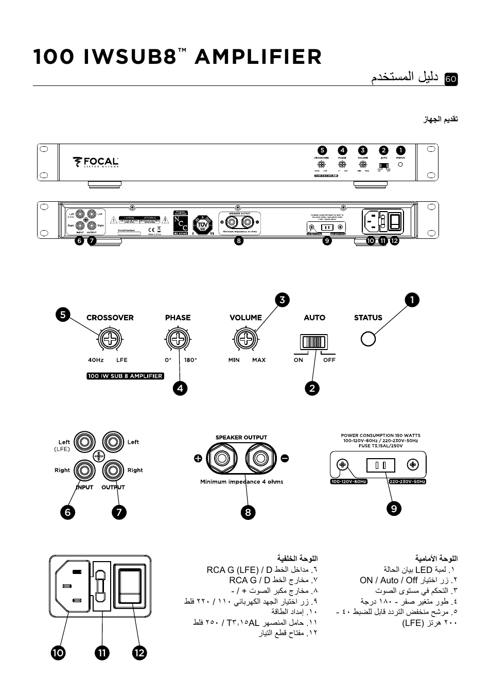 100 iwsub8, Amplifier, مدختسملا ليلد | Focal 100 IWSUB8 Amplifier User Manual | Page 60 / 67