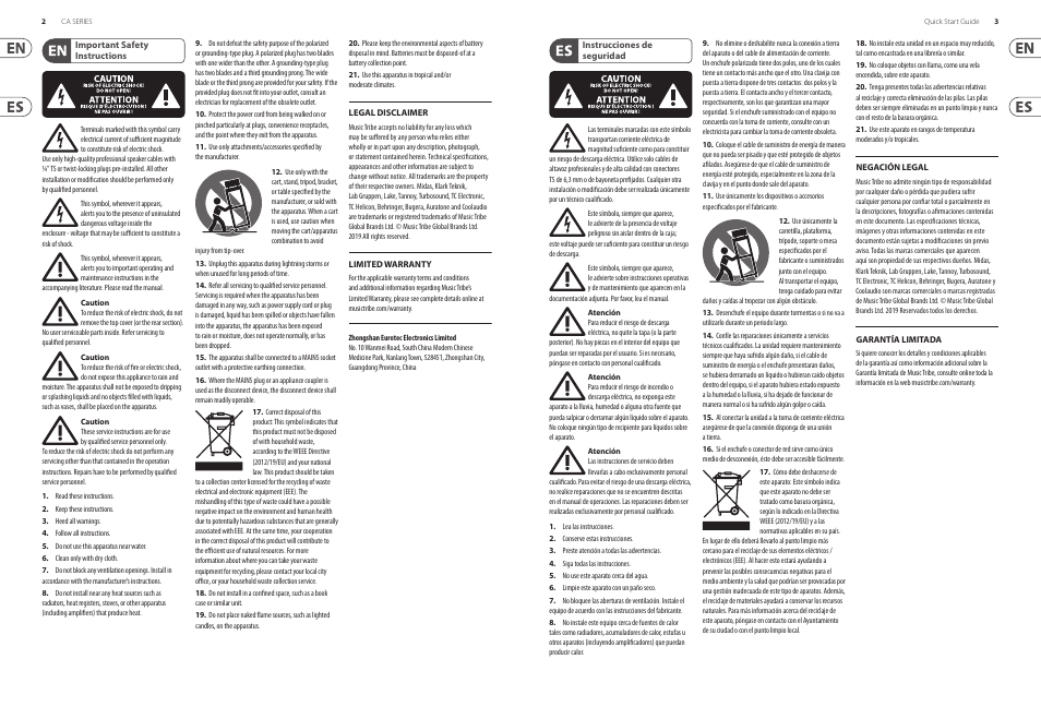 Lab.gruppen CA1202 2 x 120W Commercial Amplifier User Manual | Page 2 / 10