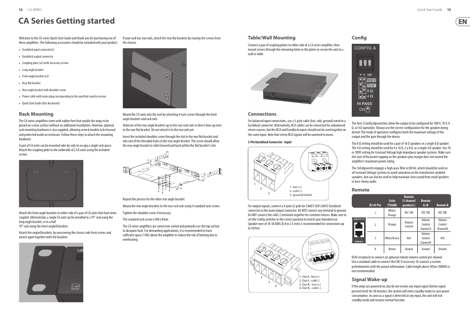 Ca series getting started | Lab.gruppen CA1202 2 x 120W Commercial Amplifier User Manual | Page 7 / 10