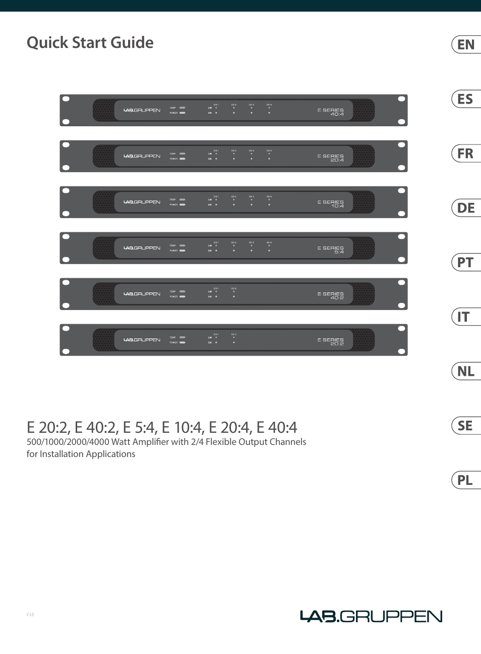 Lab.gruppen E2:2 200W E-Series Installation Amplifier with 2 Flexible Output Channels User Manual | 19 pages