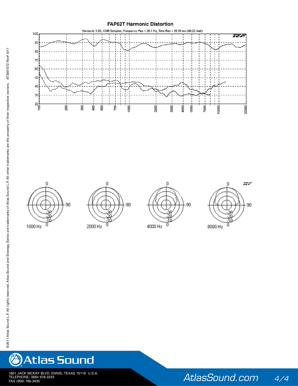 Atlas Sound FAP62T Strategy II Series 6" 32W Coaxial Ceiling Speakers (Pair, White) User Manual | Page 4 / 4