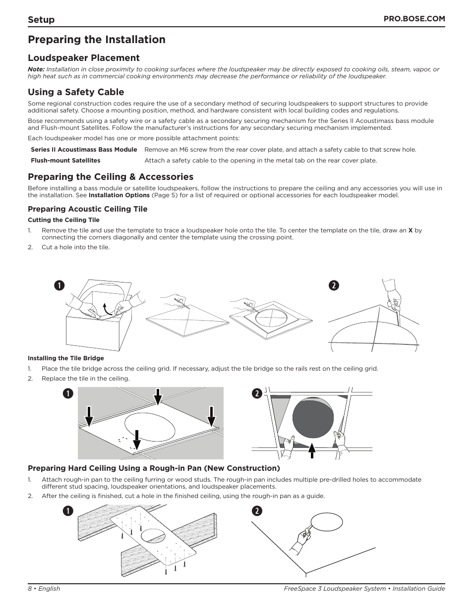 Qw q w, Preparing the installation | Bose Professional FreeSpace 3 Series II Acoustimass Subwoofer Module (Black) User Manual | Page 8 / 112