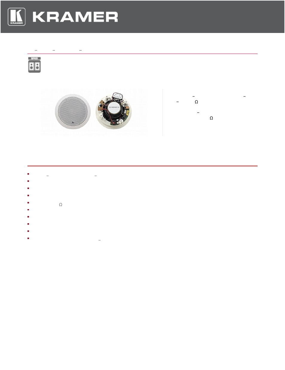 Kramer 6-CO 6.5", 2-Way Open-Back Ceiling Speakers (Pair, White) User Manual | 1 page