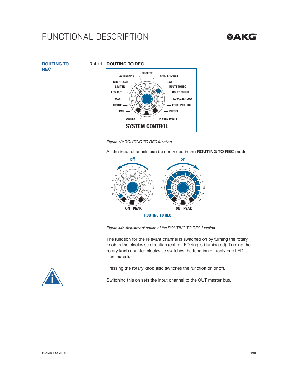 Functional description, System control, 11 routing to rec | Akg DMM8 ULD Digital Automatic Microphone Mixer with LAN and DANTE Interface User Manual | Page 108 / 259