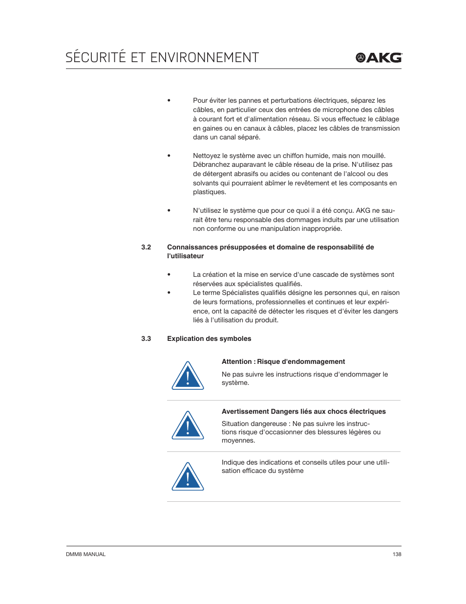 Sécurité et environnement | Akg DMM8 ULD Digital Automatic Microphone Mixer with LAN and DANTE Interface User Manual | Page 138 / 259