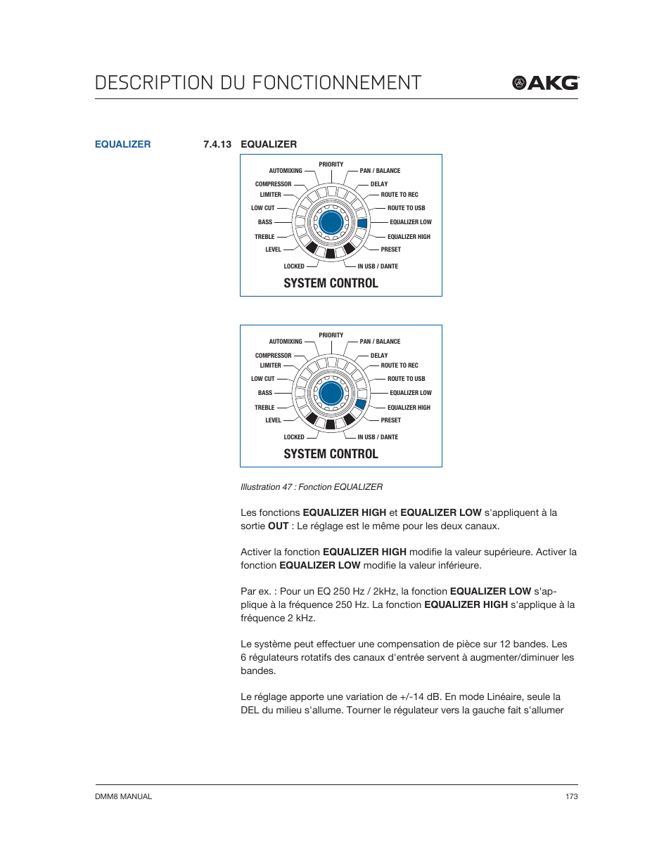 Description du fonctionnement, System control | Akg DMM8 ULD Digital Automatic Microphone Mixer with LAN and DANTE Interface User Manual | Page 173 / 259