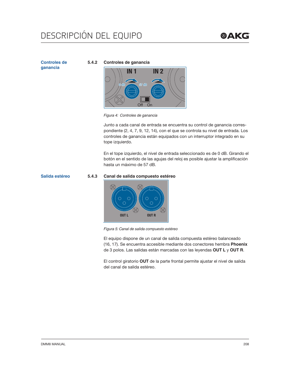 Descripción del equipo | Akg DMM8 ULD Digital Automatic Microphone Mixer with LAN and DANTE Interface User Manual | Page 208 / 259