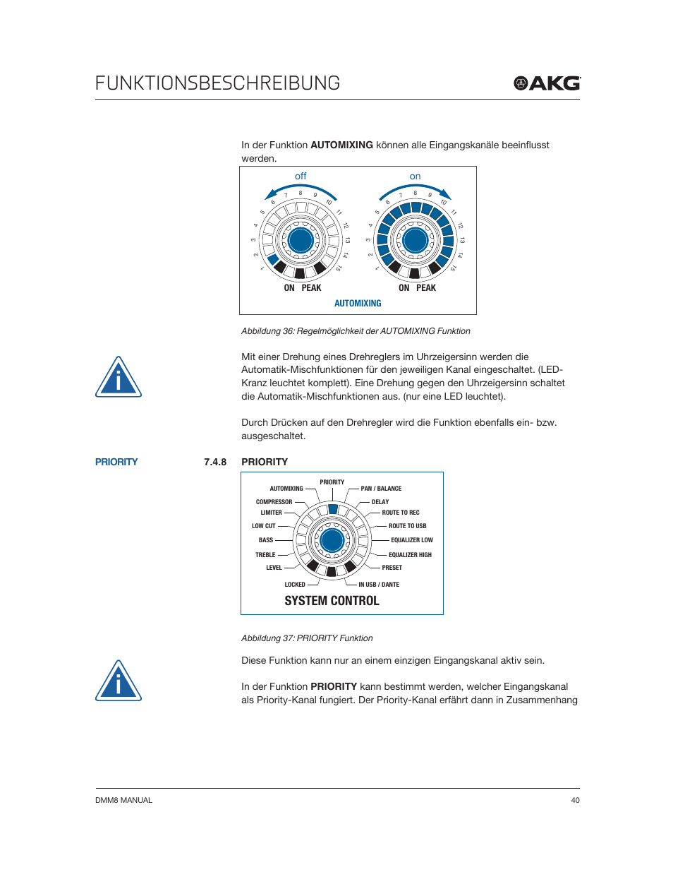 Funktionsbeschreibung, System control, Priority | Akg DMM8 ULD Digital Automatic Microphone Mixer with LAN and DANTE Interface User Manual | Page 40 / 259