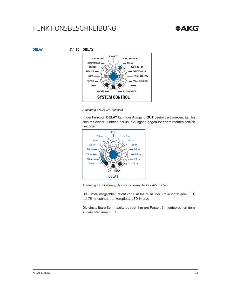 Funktionsbeschreibung, System control, Delay | 10 delay | Akg DMM8 ULD Digital Automatic Microphone Mixer with LAN and DANTE Interface User Manual | Page 43 / 259