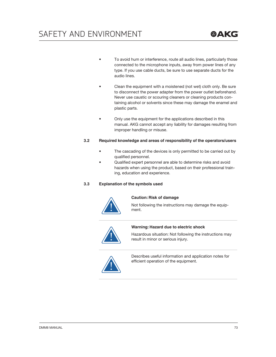 Safety and environment | Akg DMM8 ULD Digital Automatic Microphone Mixer with LAN and DANTE Interface User Manual | Page 73 / 259