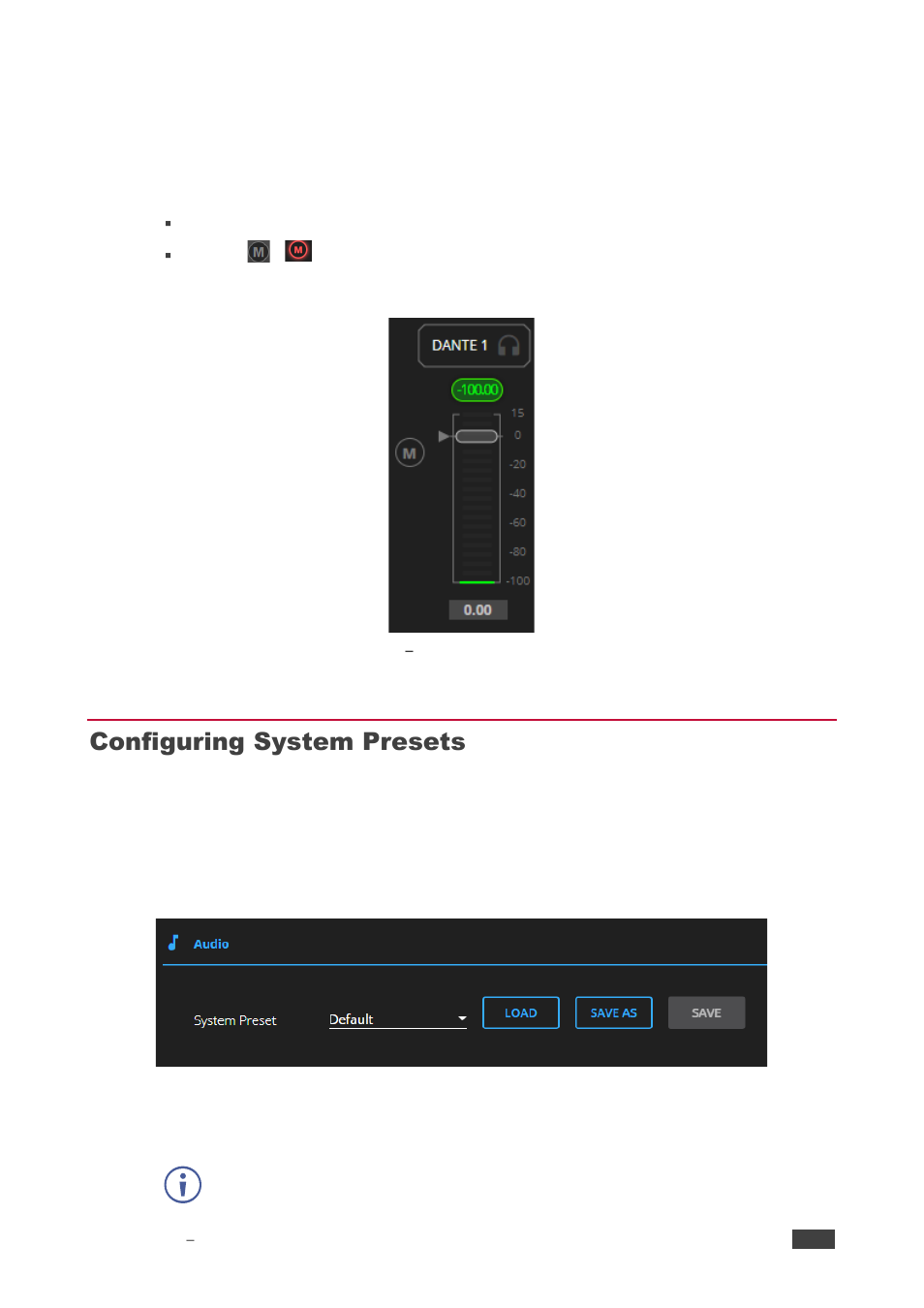 Adjusting output parameters, Configuring system presets, Figure 28 | Kramer 4x4 Audio and Dante Mixer User Manual | Page 25 / 53