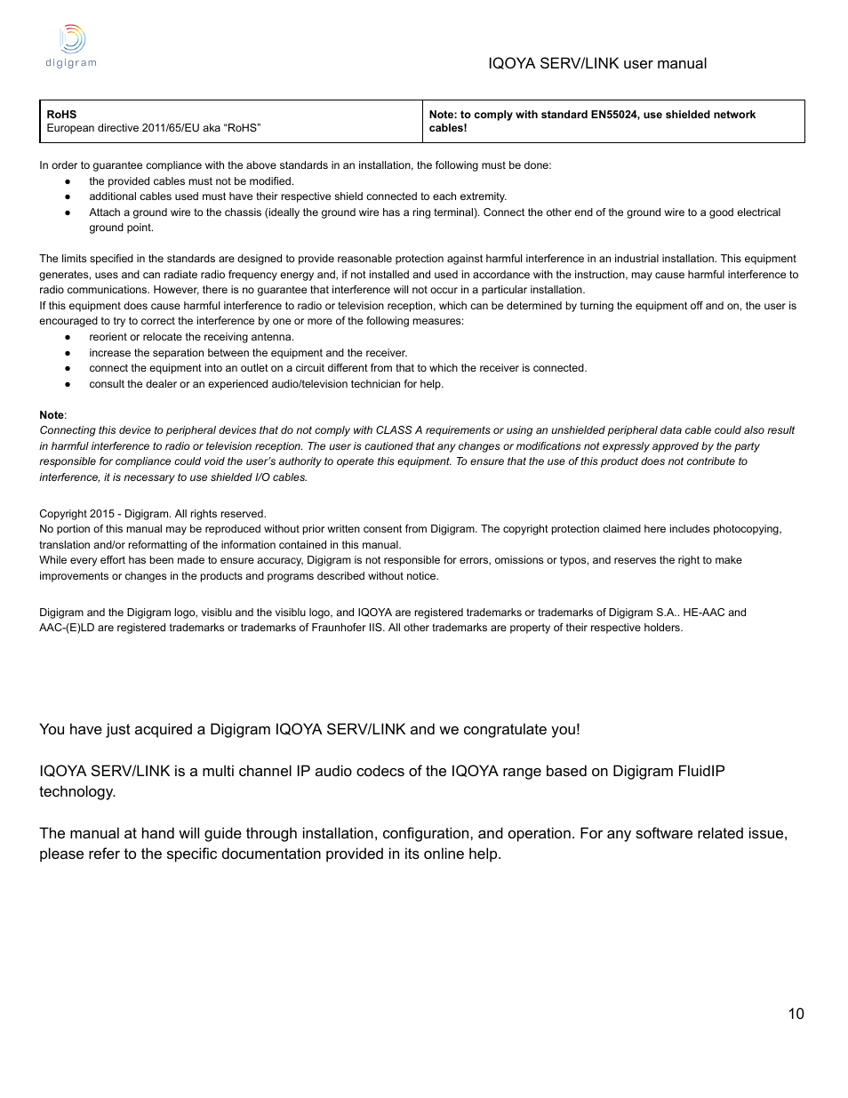 Digigram Software for IQOYA SERV/LINK 88 (Upgrades from 8 Codecs to 16) User Manual | Page 10 / 160