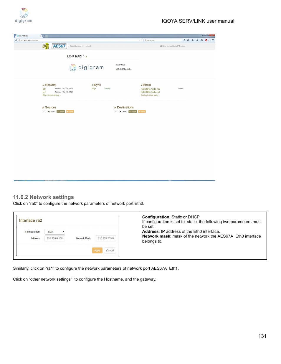 2 network settings | Digigram Software for IQOYA SERV/LINK 88 (Upgrades from 8 Codecs to 16) User Manual | Page 131 / 160