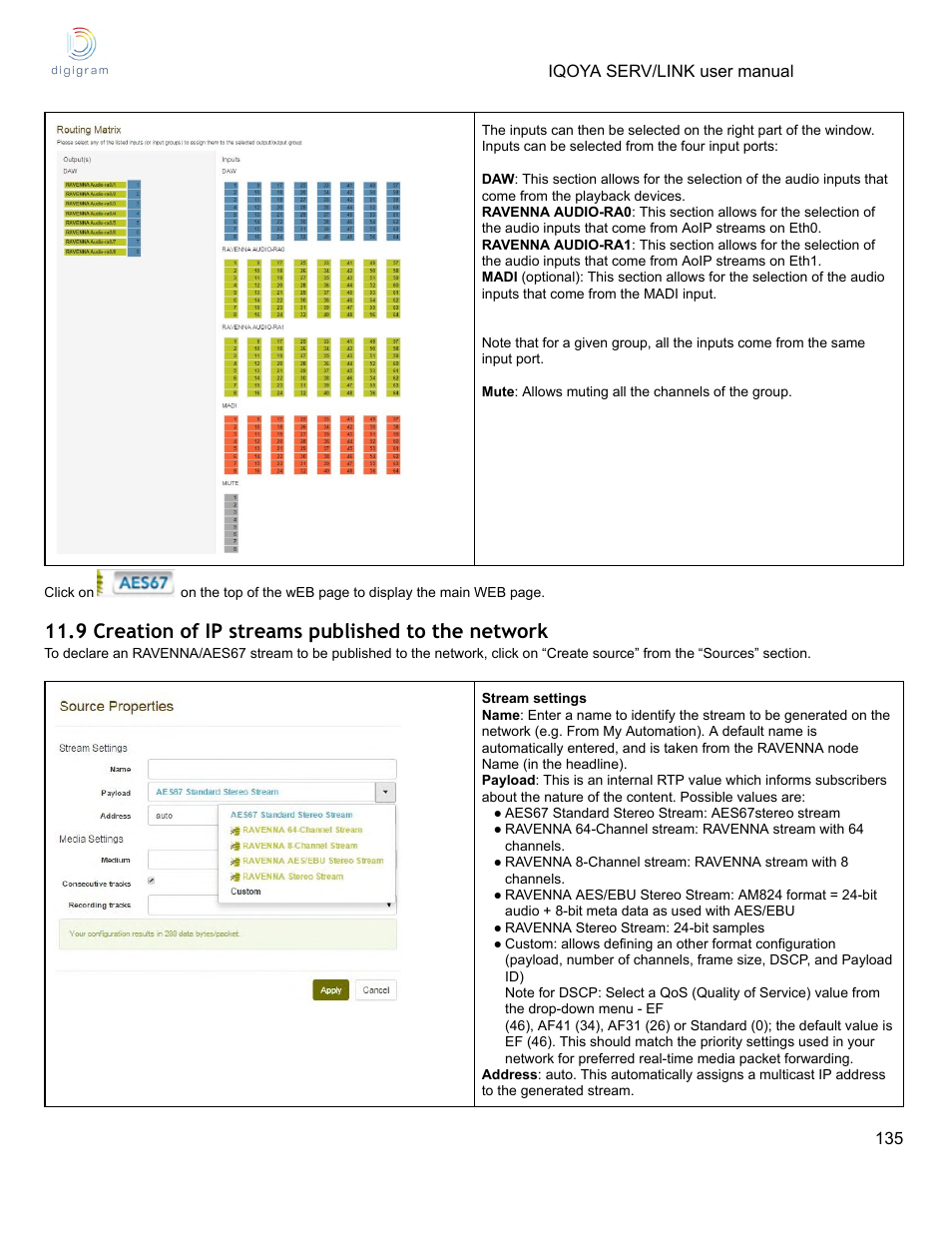9 creation of ip streams published to the network | Digigram Software for IQOYA SERV/LINK 88 (Upgrades from 8 Codecs to 16) User Manual | Page 135 / 160