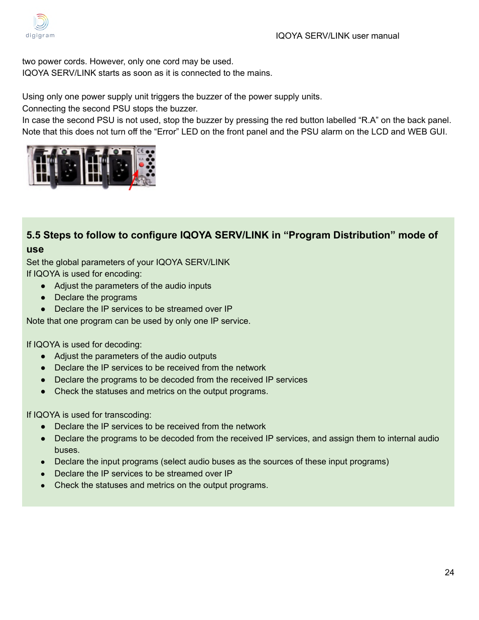 Digigram Software for IQOYA SERV/LINK 88 (Upgrades from 8 Codecs to 16) User Manual | Page 24 / 160