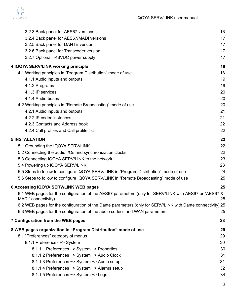 Digigram Software for IQOYA SERV/LINK 88 (Upgrades from 8 Codecs to 16) User Manual | Page 3 / 160