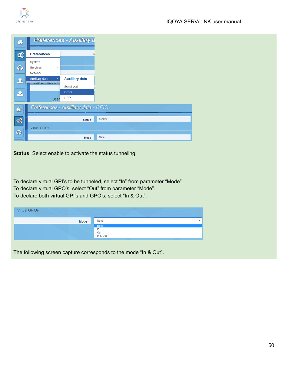 Digigram Software for IQOYA SERV/LINK 88 (Upgrades from 8 Codecs to 16) User Manual | Page 50 / 160