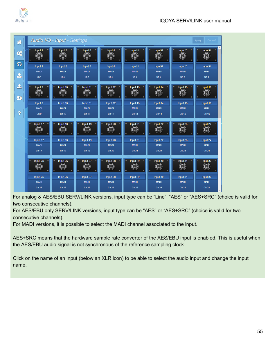 Digigram Software for IQOYA SERV/LINK 88 (Upgrades from 8 Codecs to 16) User Manual | Page 55 / 160