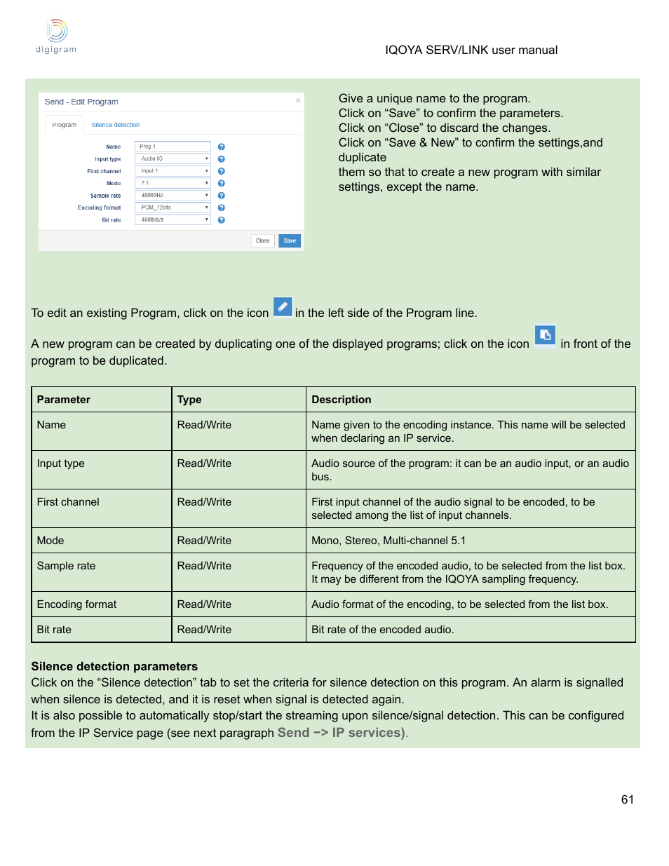 Digigram Software for IQOYA SERV/LINK 88 (Upgrades from 8 Codecs to 16) User Manual | Page 61 / 160