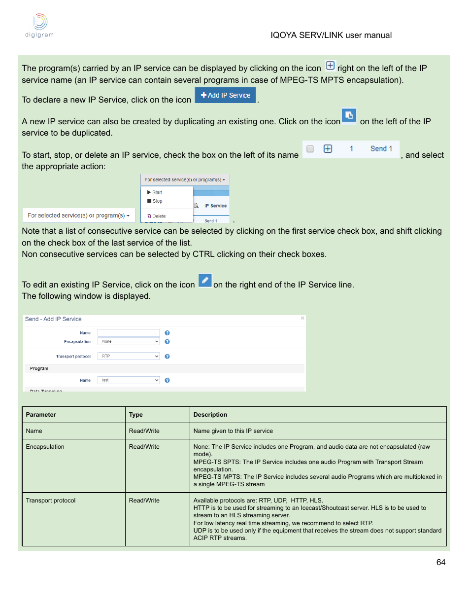 Digigram Software for IQOYA SERV/LINK 88 (Upgrades from 8 Codecs to 16) User Manual | Page 64 / 160