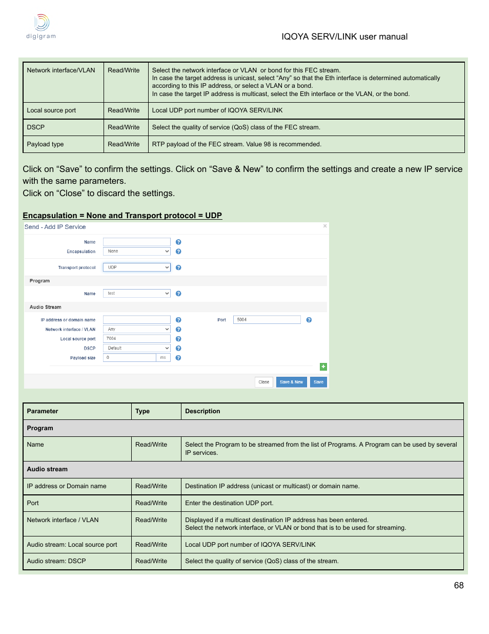 Iqoya serv/link user manual 68 | Digigram Software for IQOYA SERV/LINK 88 (Upgrades from 8 Codecs to 16) User Manual | Page 68 / 160