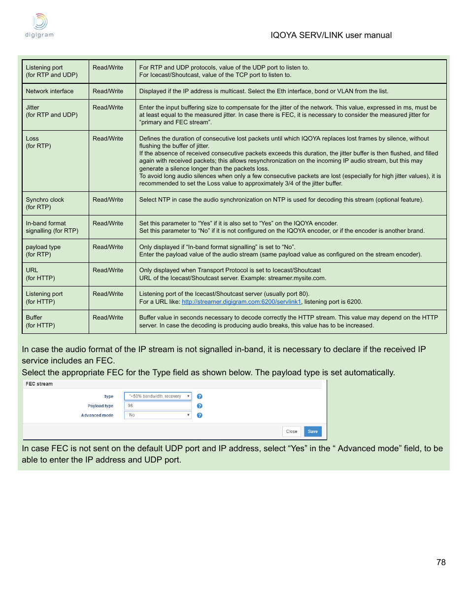 Iqoya serv/link user manual 78 | Digigram Software for IQOYA SERV/LINK 88 (Upgrades from 8 Codecs to 16) User Manual | Page 78 / 160