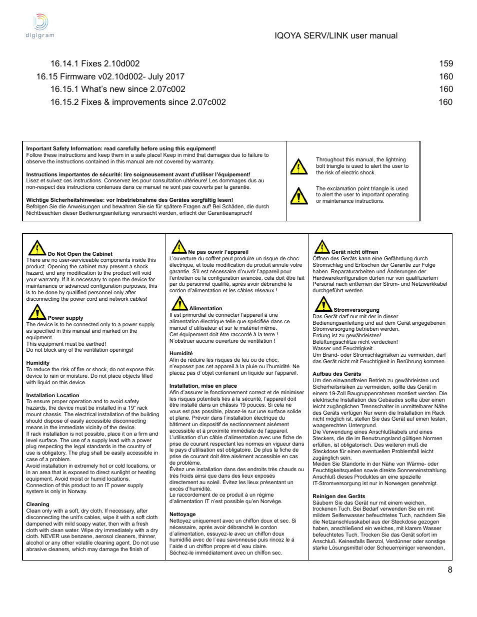 Digigram Software for IQOYA SERV/LINK 88 (Upgrades from 8 Codecs to 16) User Manual | Page 8 / 160