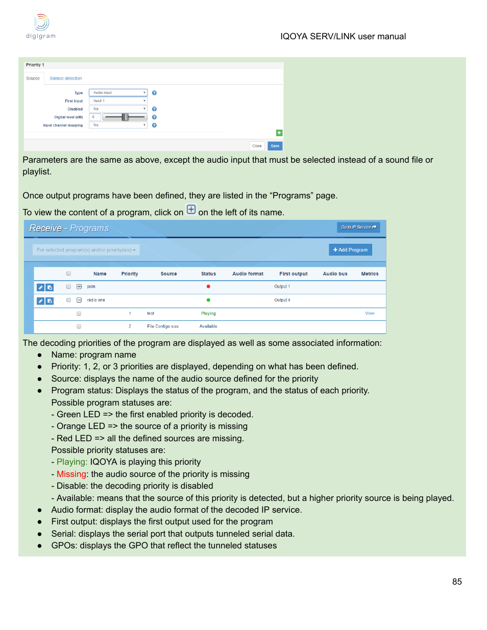 Digigram Software for IQOYA SERV/LINK 88 (Upgrades from 8 Codecs to 16) User Manual | Page 85 / 160