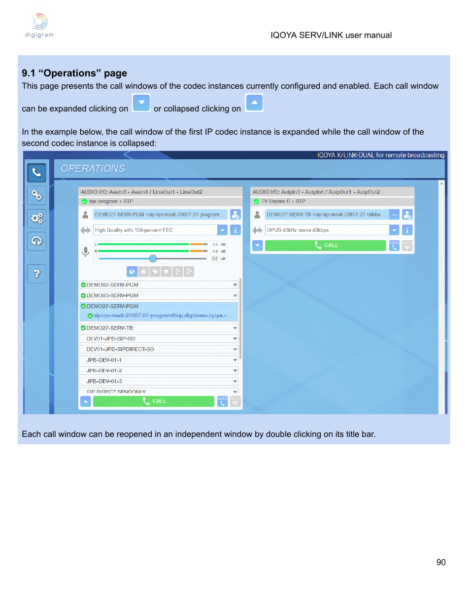 Digigram Software for IQOYA SERV/LINK 88 (Upgrades from 8 Codecs to 16) User Manual | Page 90 / 160